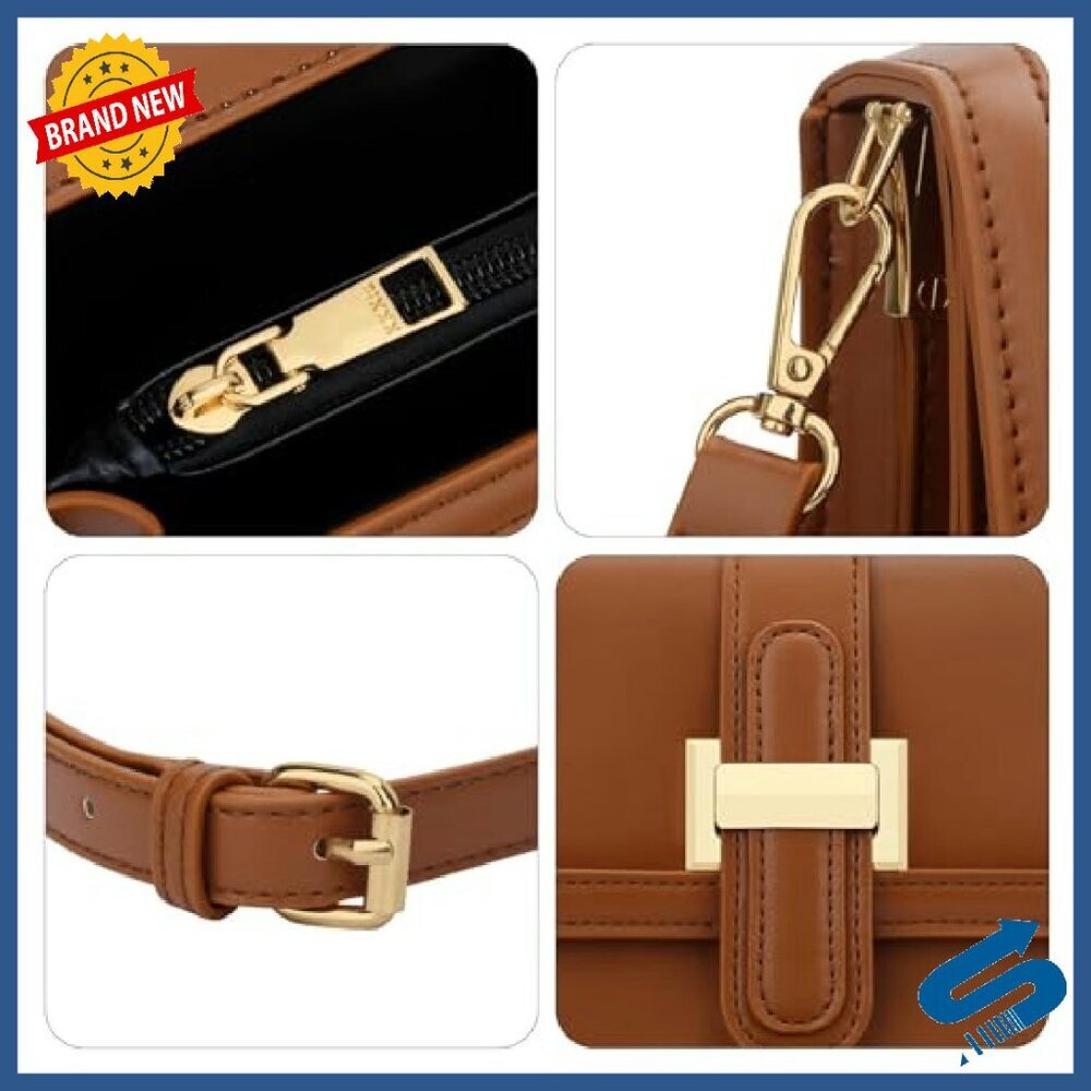 Leather Crossbody Bag with Top Handle, Adjustable Strap, Roomy Small Purse - Picture 6 of 8